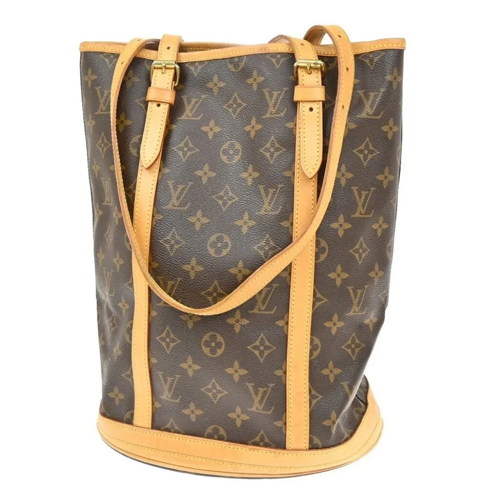 LOUIS VUITTON BUCKET GM Shoulder Tote Bag Monogram Leather Brown
